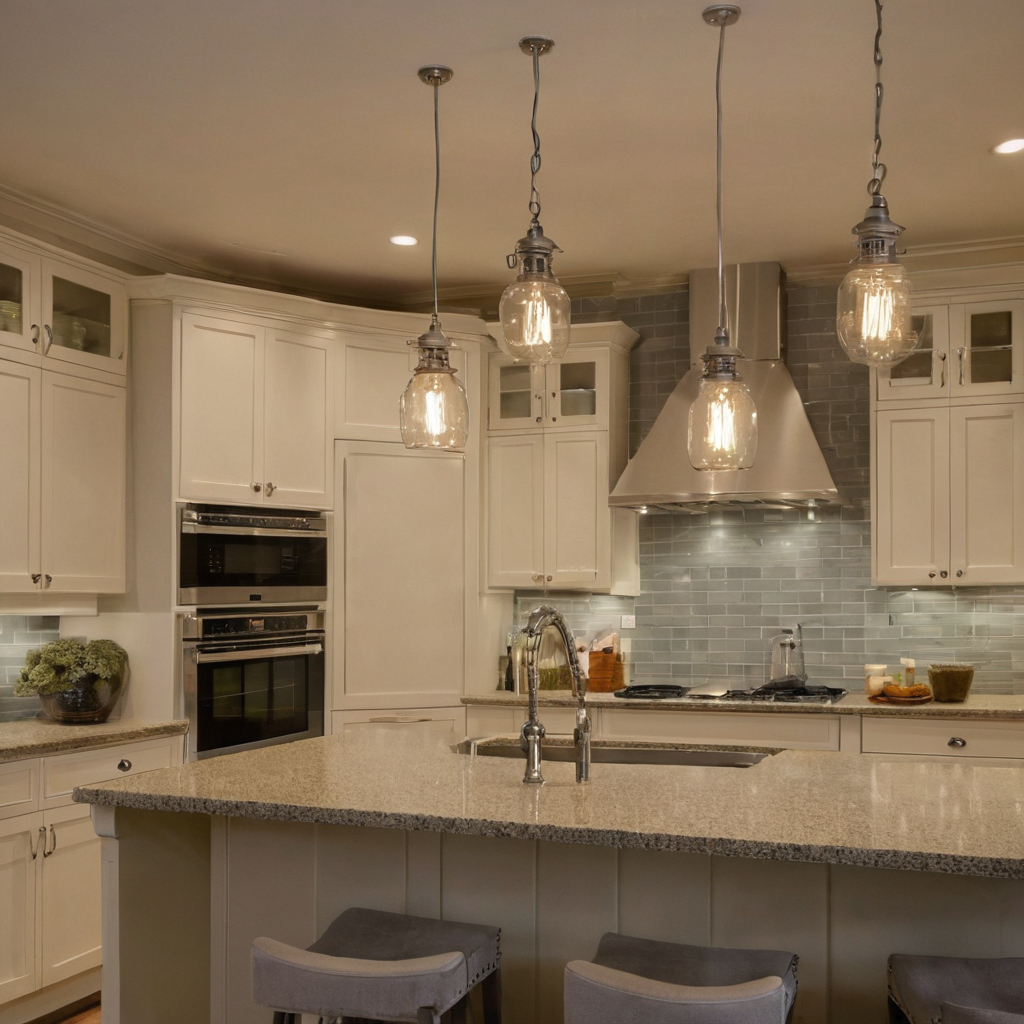Practical visual for Kitchen pendant lighting should be commissioned before project closeout